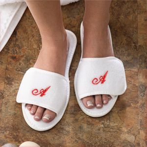 Monogrammed Ladies Spa Slippers With Velcro Closure