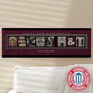 Personalized Texas A&M University Campus Photo Letter Artwork