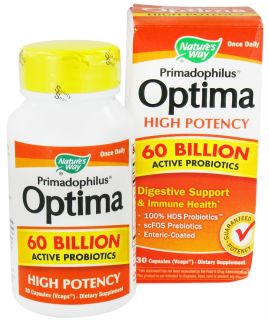 Natures Way   Primadophilus Optima High Potency 60 Billion Active Probiotics   30 Capsules
