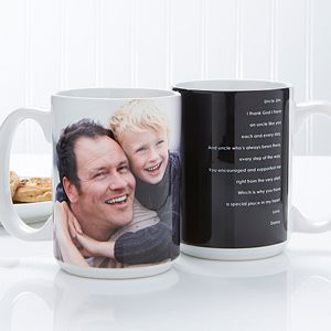Fathers Day Gifts    Personalized Mens Coffee Mugs   Photo Sentiments   15 oz.