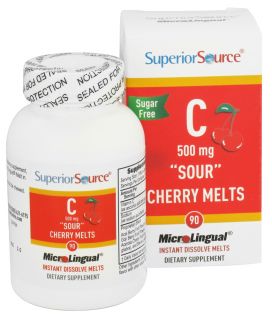 Superior Source   Vitamin C Sour Cherry Melts Instant Dissolve 500 mg.   90 Tablets