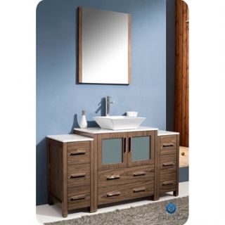 Fresca Torino 54 Walnut Brown Modern Bathroom Vanity with 2 Side Cabinets & Ves