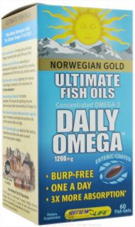 ReNew Life   Norwegian Gold Ultimate Fish Oil Daily Omega 1200 mg.   60 Fish Softgel(s)