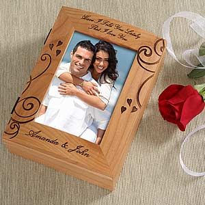 I Love You Engraved Wood Photo Memory Box