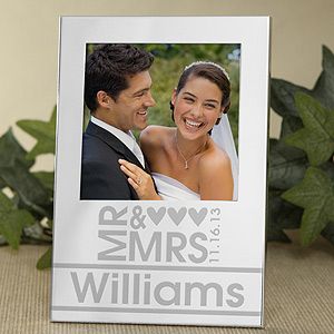 Personalized Silver Wedding Picture Frames   Mr & Mrs