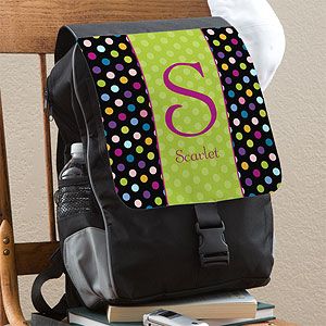 Personalized Girls Backpack   Polka Dots