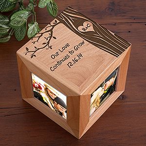 Personalized Romantic Photo Cube   Carved In Love Initials