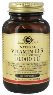 Solgar   Vitamin D3 Cholecalciferol 10000 IU   120 Softgels