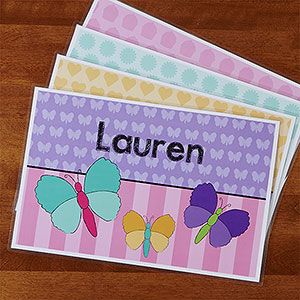 Personalized Placemats for Girls   Flowers, Ladybugs, Butterflies & Cupcakes