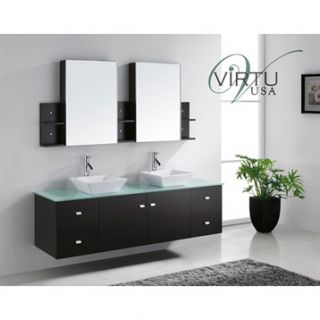 Virtu USA Clarissa 72 Double Sink Bathroom Vanity   Espresso