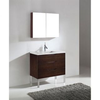 Madeli Milano 36 Bathroom Vanity with Quartzstone Top   Walnut