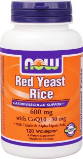 NOW Foods   Red Yeast Rice with CoQ 10 30mg 600 mg.   120 Vegetarian Capsules
