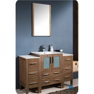 Fresca Torino 48 Walnut Brown Modern Bathroom Vanity with 2 Side Cabinets & Int
