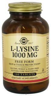 Solgar   L Lysine Free Form 1000 mg.   100 Tablets