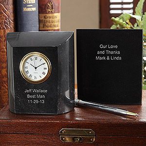 Personalized Groomsman Gifts   Marble Desk Clock