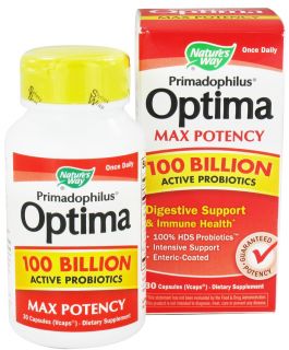 Natures Way   Primadophilus Optima Max Potency 100 Billion Active Probiotics   30 Vegetarian Capsules