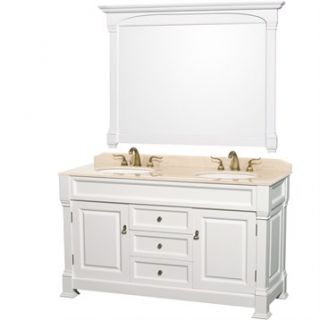 Andover 60 Traditional Bathroom Double Vanity Set by Wyndham Collection   White