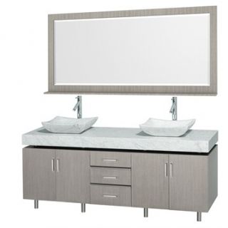 Malibu 72 Double Bathroom Vanity Set by Wyndham Collection   Gray Oak Finish wi