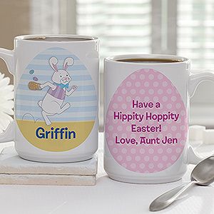 Large Personalized Coffee Mugs   Easter Bunny