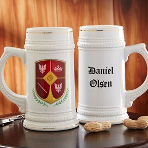 Personalized Beer Steins   Initial Crest