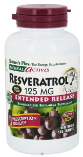 Natures Plus   Herbal Actives Extended Release Resveratrol 125 mg.   120 Vegetarian Tablets