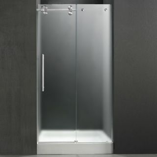 VIGO 60 inch Frameless Shower Door 3/8 Frosted/Chrome Hardware Left with White