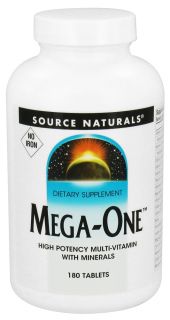 Source Naturals   Mega One Multi Vitamin Iron Free   180 Tablets