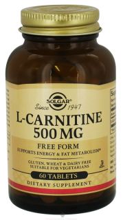 Solgar   L Carnitine Free Form 500 mg.   60 Tablets