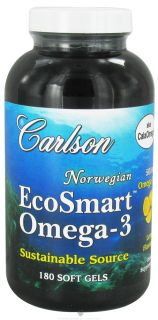 Carlson Labs   Norwegian EcoSmart Omega 3 Lemon Flavored 500 mg.   180 Softgels Formerly CalaOmega High DHA Omega 3 From Calamari 1000 mg.