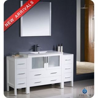 Fresca Torino 60 White Modern Bathroom Vanity with 2 Side Cabinets & Integrated