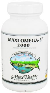 Maxi Health Research Kosher Vitamins   Maxi Omega 3 2000 Certified Kosher Fish Oil 2000 mg.   100 Vegetarian Capsules