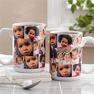 Three Photo Collage Personalized Large Coffee Mug