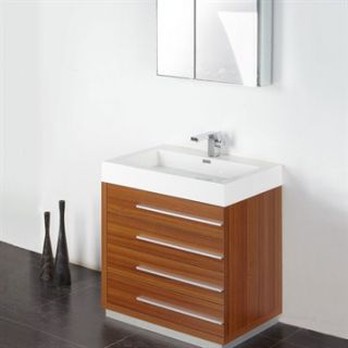 Fresca Livello 30 Teak Modern Bathroom Vanity with Medicine Cabinet