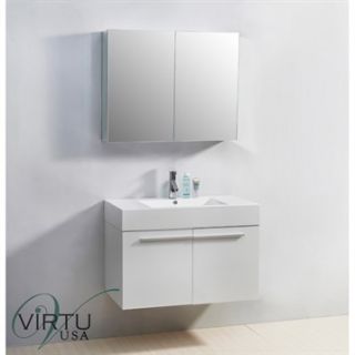 Virtu USA 36 Midori Single Sink Bathroom Vanity with Polymarble Countertop   Gl