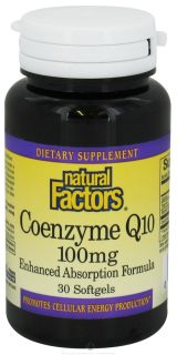 Natural Factors   Coenzyme Q10 Enhanced Absorption Formula 100 mg.   30 Softgels