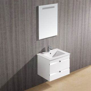 Vigo 24 inch Ethereal Duece Single Bathroom Vanity with Mirror   White Gloss