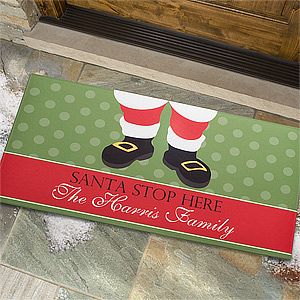 Large Personalized Christmas Doormat   Santa Stop Here