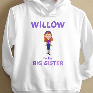 Personalized Girl Cartoon Character Hoodie   Im the Sister