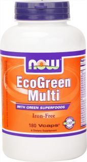 NOW Foods   Eco Green Multi with Green Superfoods Iron Free   180 Vegetarian Capsules