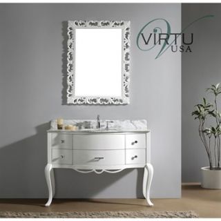 Virtu USA 48 Charlotte Bathroom Vanity with Italian Carrara White Marble   Whit