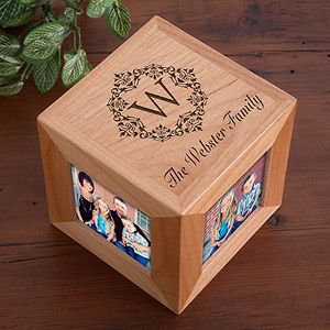 Personalized Photo Cube   Damask Family Monogram