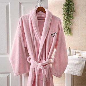Embroidered Pink Micro Fleece Robe   His and Hers Design