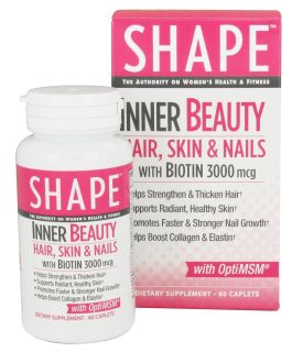 Shape Nutritional   Inner Beauty Hair, Skin & Nails With Biotin 3000 mcg.   60 Tablets