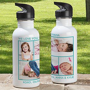 Personalized Photo Collage Water Bottle   4 Pictures