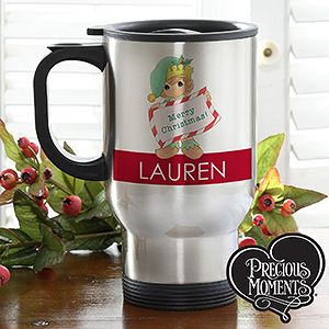 Personalized Precious Moments Travel Mug   Christmas Elf