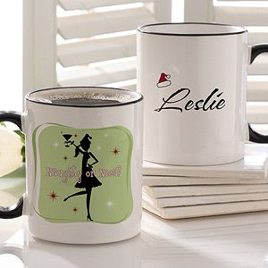 Naughty or Nice Ladies Personalized Christmas Coffee Mug