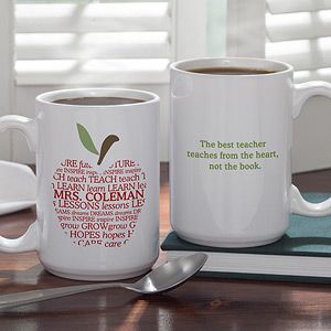 Large Personalized Teacher Coffee Mugs   Apple