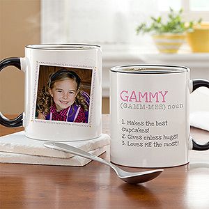 Personalized Photo Coffee Mugs   Definition Of Grandma    Black Handle