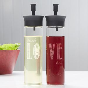 Personalized Oil & Vinegar Bottle Set   LOVE
