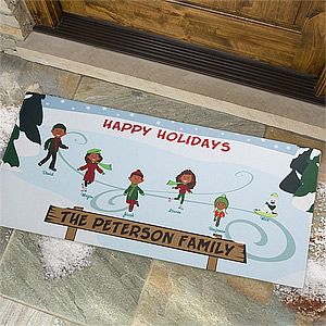 Large Personalized Christmas Doormats   Ice Skating Family